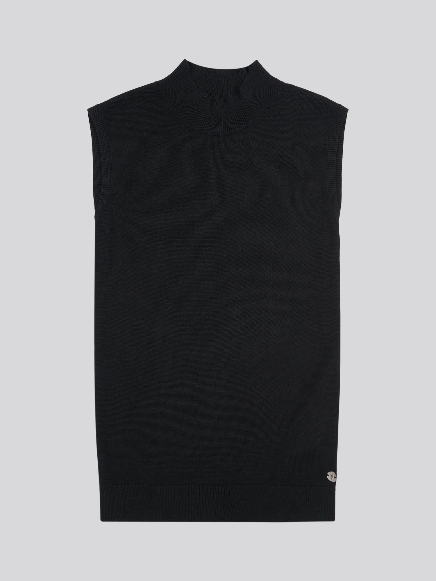 Womens Mock Neck Sleeveless Knit Black