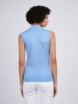 Womens Mock Neck Sleeveless Knit Vista Blue