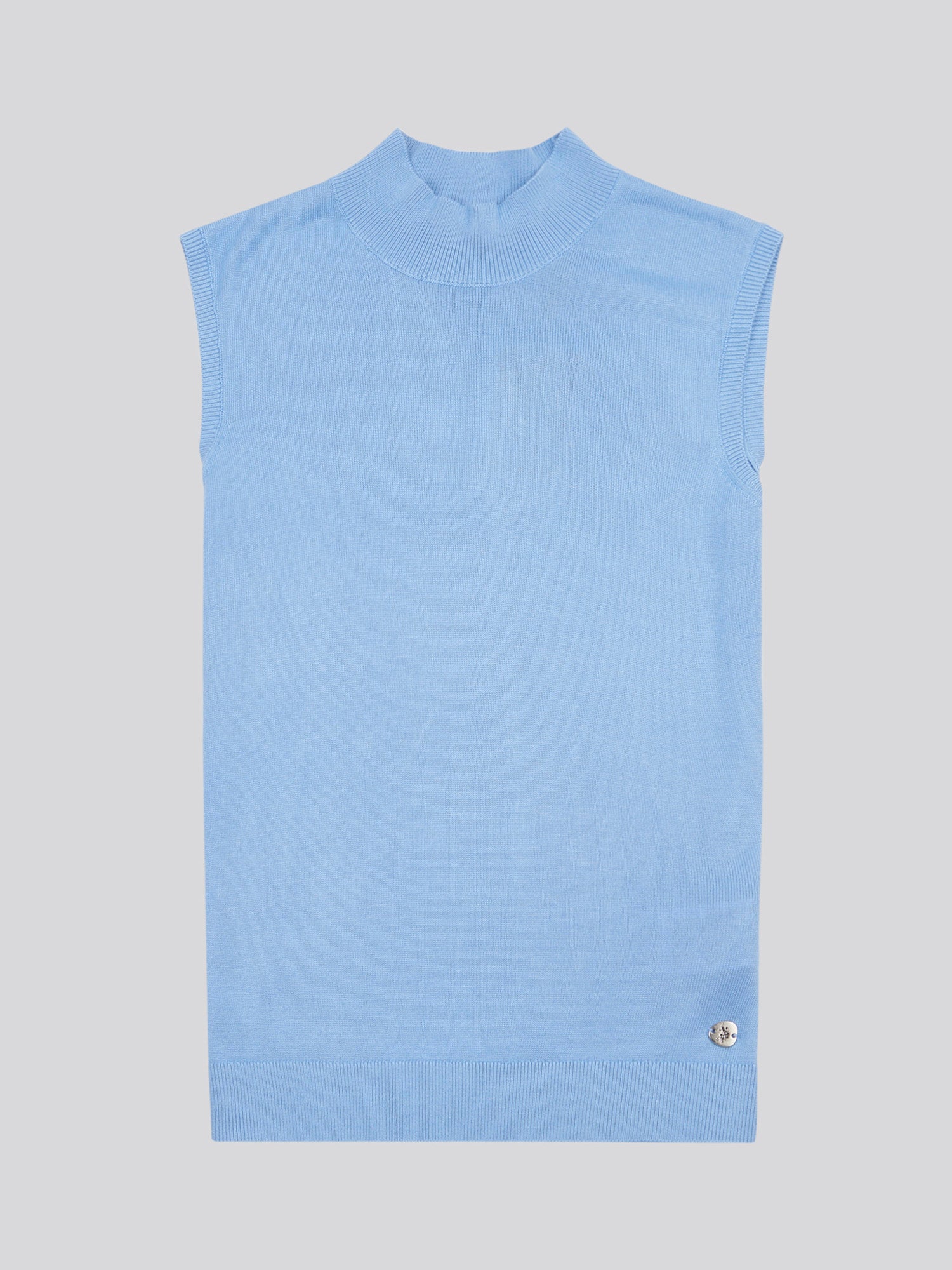 Womens Mock Neck Sleeveless Knit Vista Blue