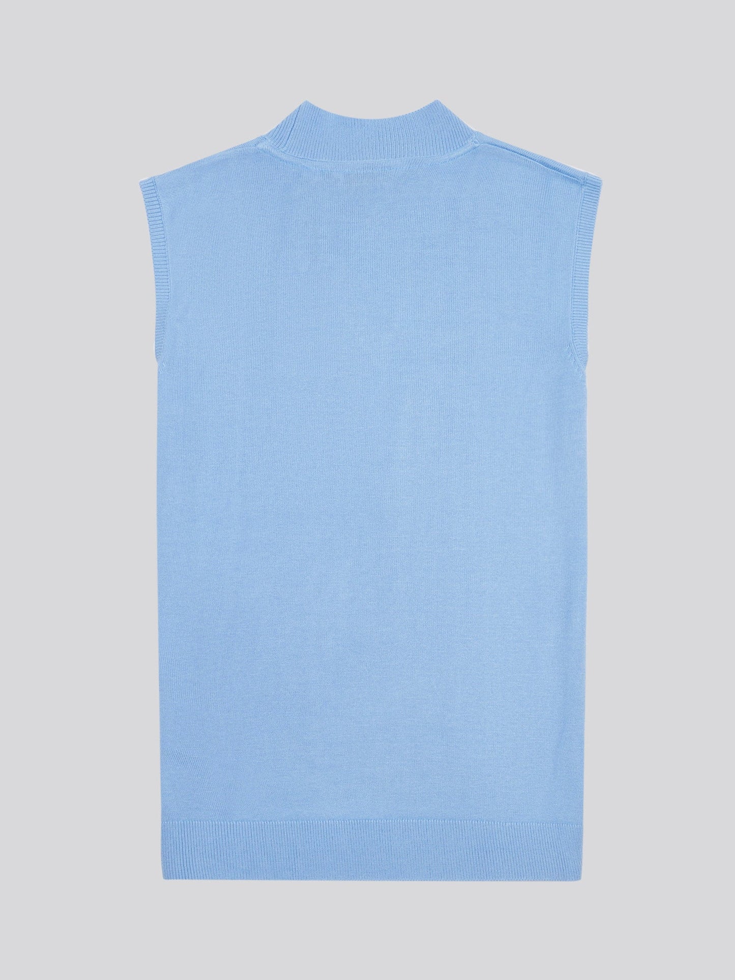 Womens Mock Neck Sleeveless Knit Vista Blue