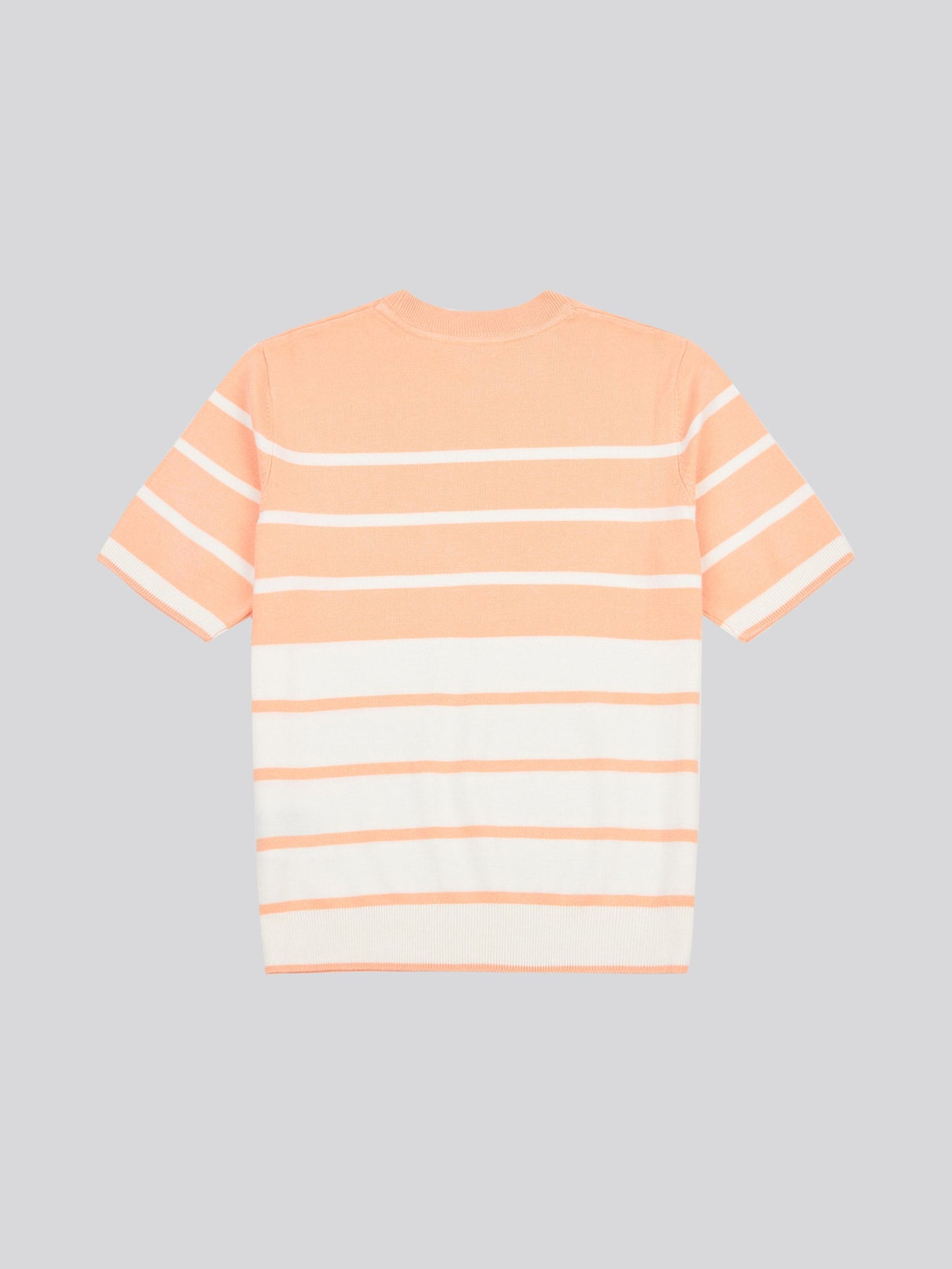 Womens Colour Block Stripe Short Sleeve Jumper in Peach Nectar