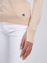Womens Open Neck Long Sleeve Knit Polo in Smoke Gray