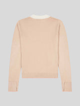 Womens Open Neck Long Sleeve Knit Polo in Smoke Gray