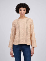 Womens Chunky Cable Open Knit Jumper in Smoke Gray