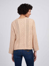 Womens Chunky Cable Open Knit Jumper in Smoke Gray