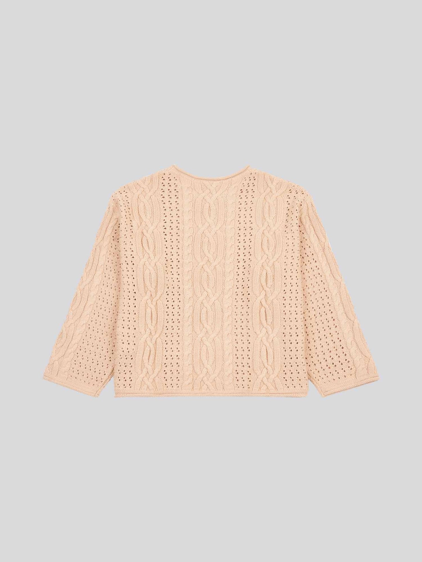 Womens Chunky Cable Open Knit Jumper in Smoke Gray