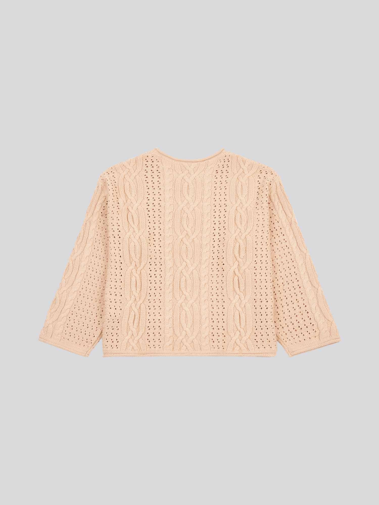 Womens Chunky Cable Open Knit Jumper in Smoke Gray