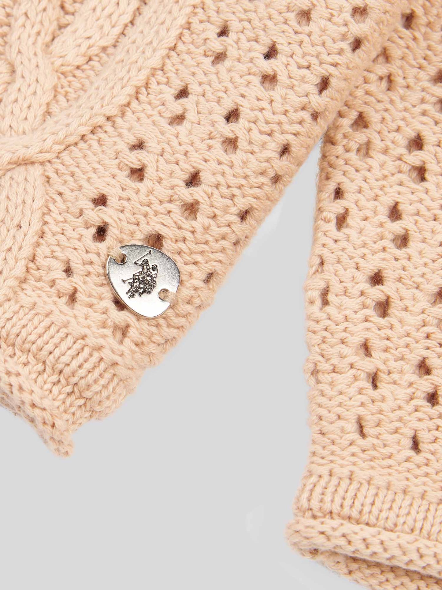 Womens Chunky Cable Open Knit Jumper in Smoke Gray