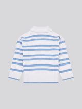 Womens Pointelle Stripe 1/4 Zip Jumper in Vista Blue