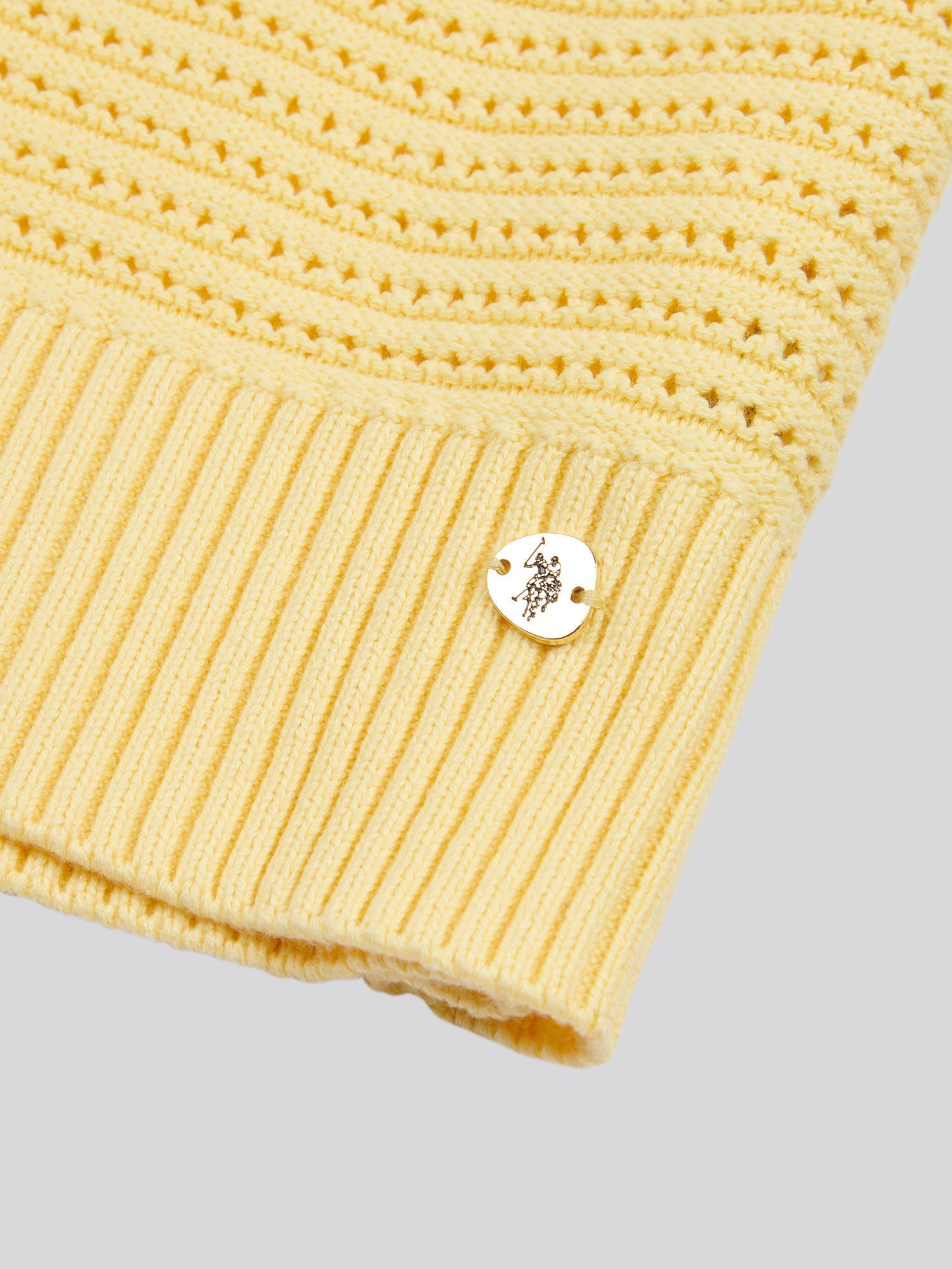 Womens Open Knit Short Sleeve Jumper in Mellow Yellow