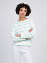 Womens Stripe Open Knit Cable Jumper in Blue Light
