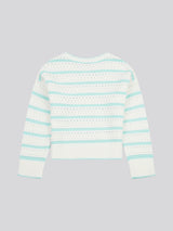 Womens Stripe Open Knit Cable Jumper in Blue Light