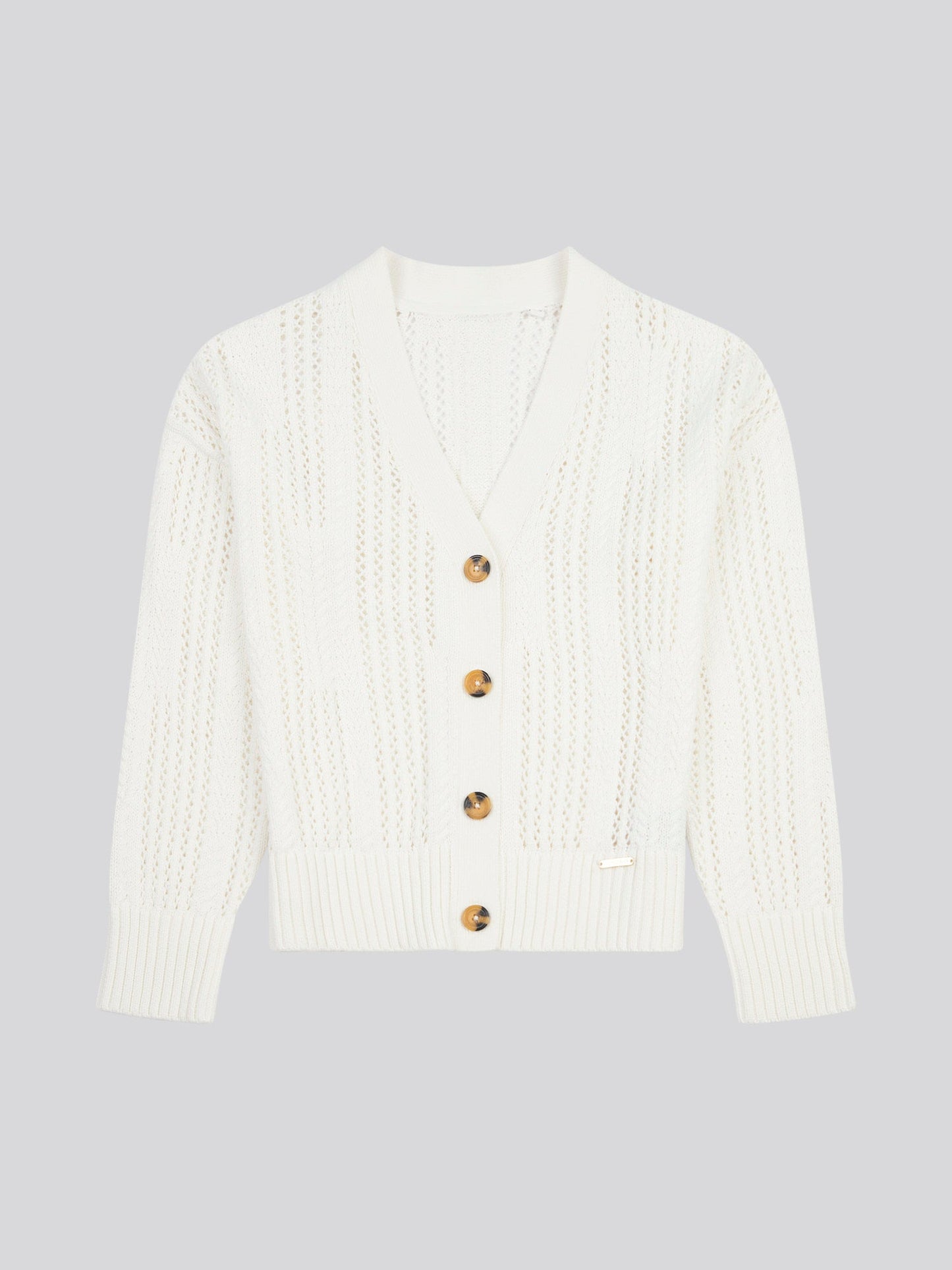 Womens Open Knit Cable Cardigan in Marshmallow