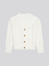 Womens Open Knit Cable Cardigan in Marshmallow