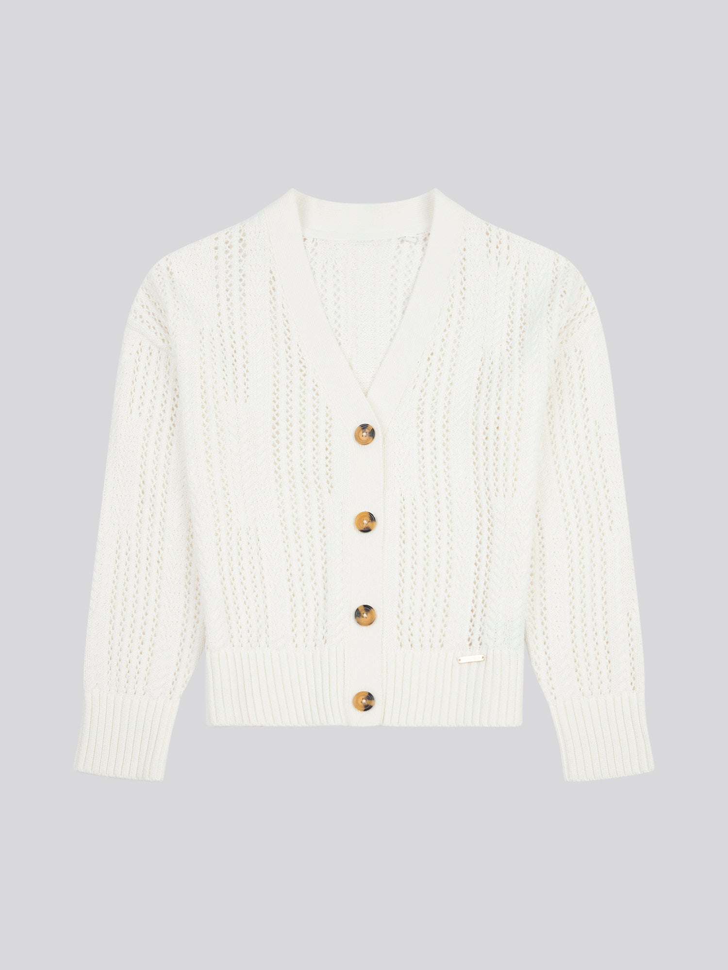 Womens Open Knit Cable Cardigan in Marshmallow