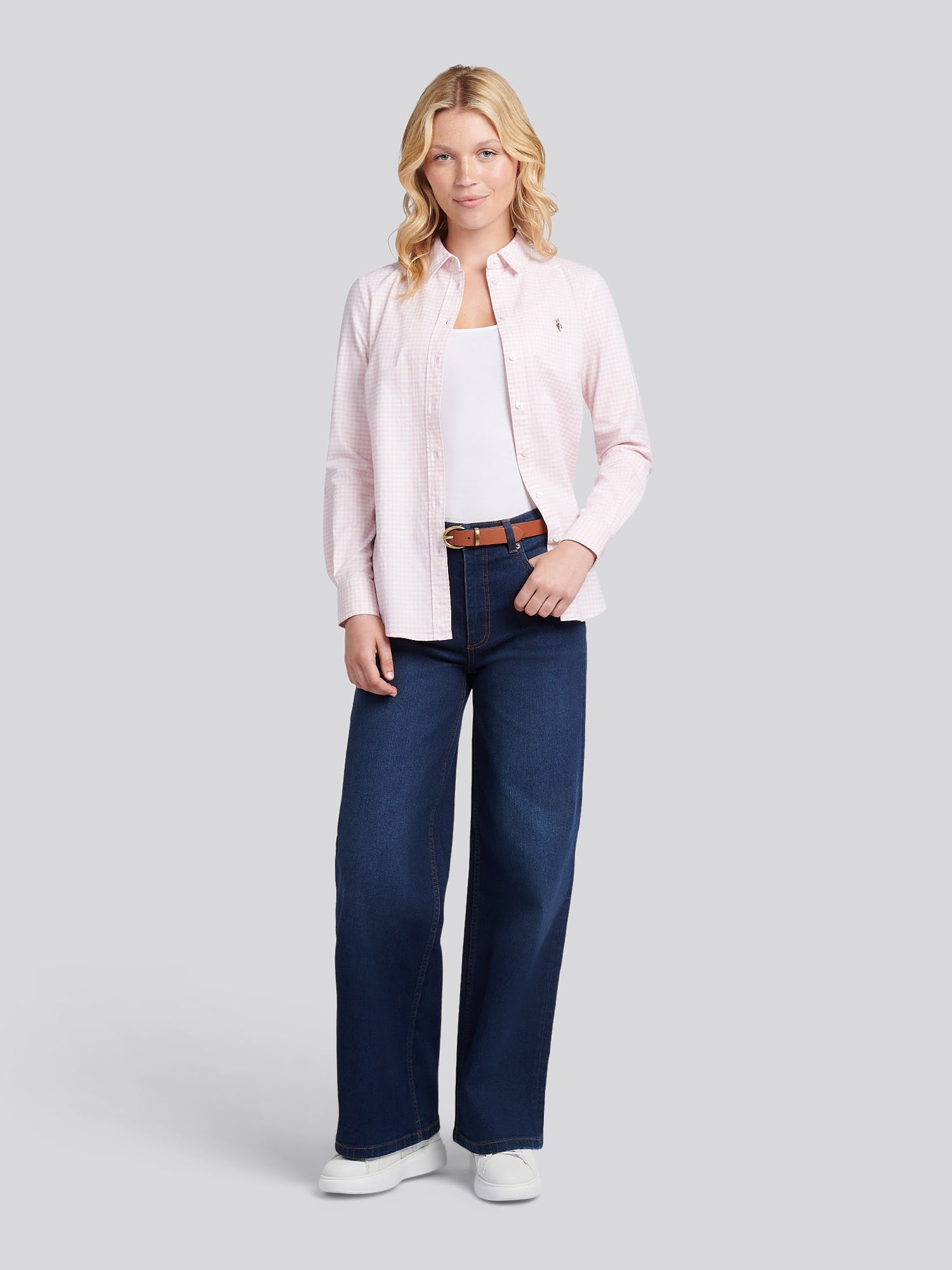 Womens Gingham Classic Fit Shirt in Crystal Rose