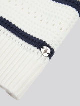 Womens Open Colour Stripe Pointelle Jumper in Navy Iris