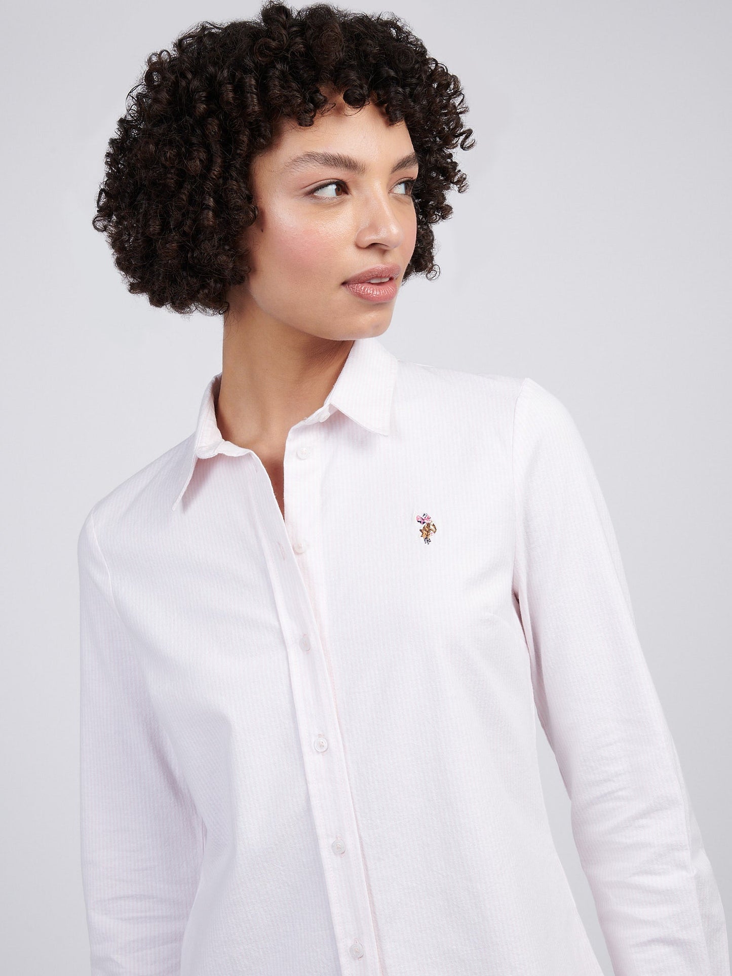 Womens Stripe Stretch Classic Fit Oxford Shirt Crystal Rose