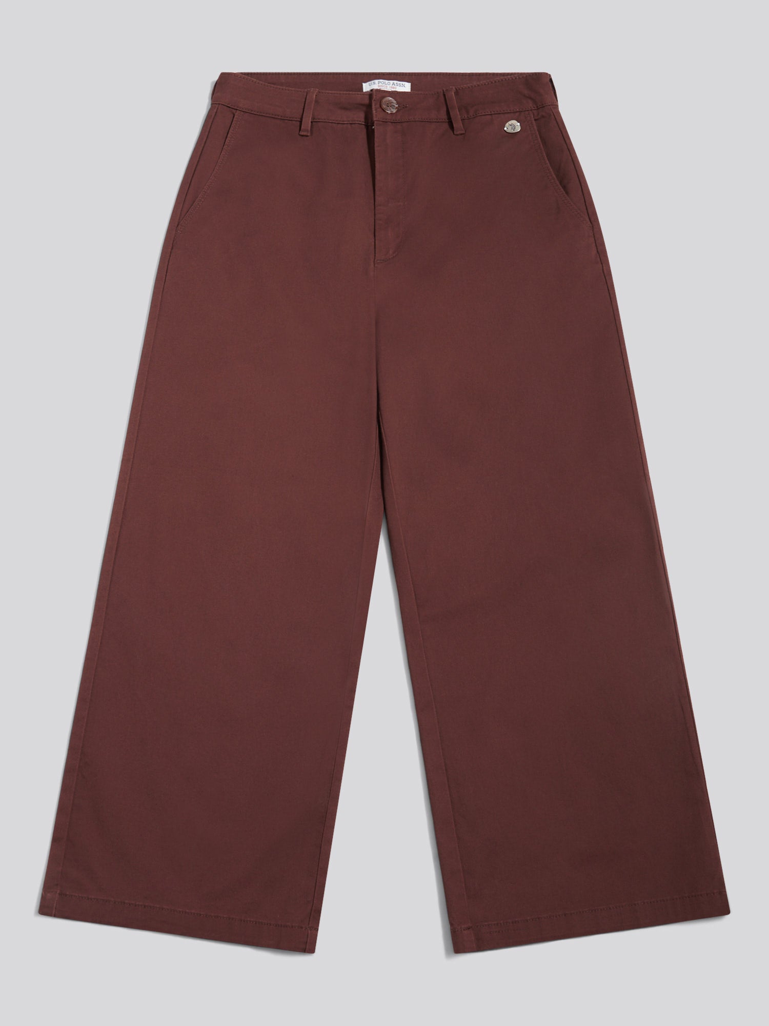 Womens Ankle Wide Leg Chino Trouser in Puce