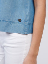Womens Chambray Swing Top in Light Chambray Blue