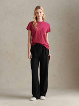 Womens Crew Neck Pocket T-Shirt in Beaujolais
