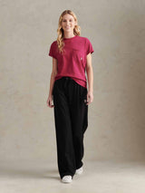 Womens Crew Neck Pocket T-Shirt in Beaujolais
