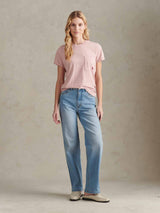 Womens Crew Neck Pocket T-Shirt in Pale Mauve