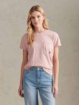 Womens Crew Neck Pocket T-Shirt in Pale Mauve