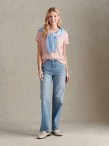 Womens Crew Neck Pocket T-Shirt in Pale Mauve