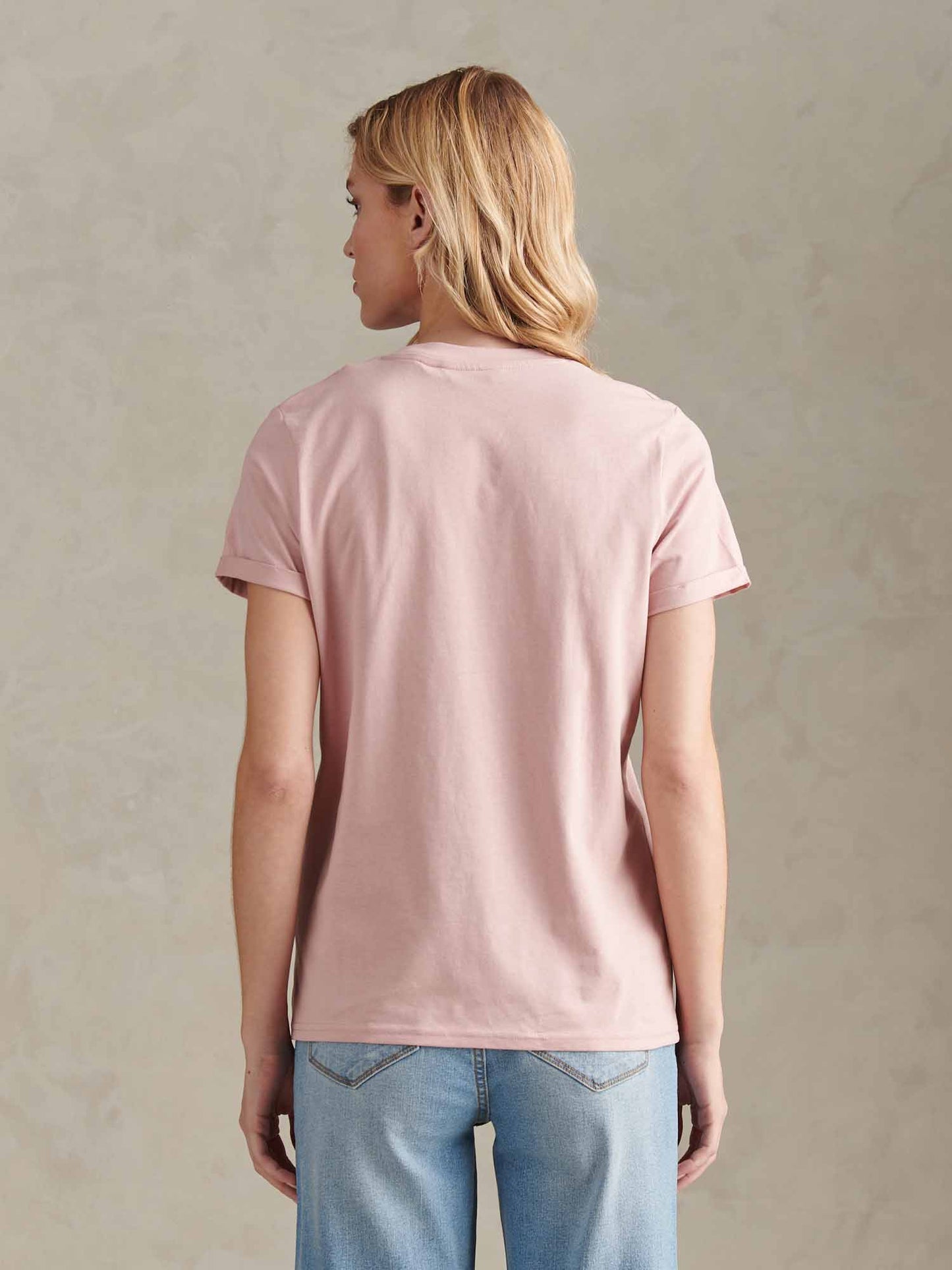 Womens Crew Neck Pocket T-Shirt in Pale Mauve
