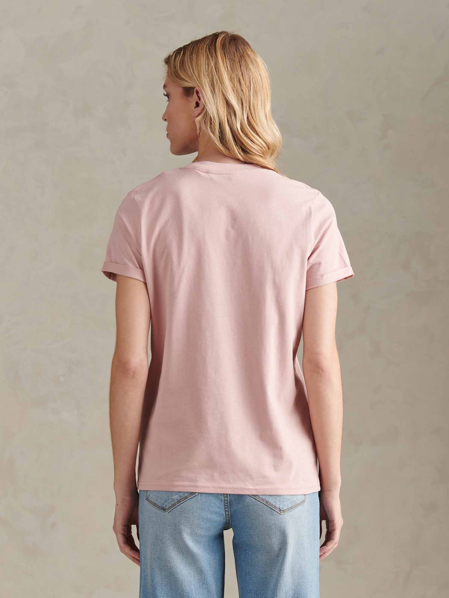 Womens Crew Neck Pocket T-Shirt in Pale Mauve