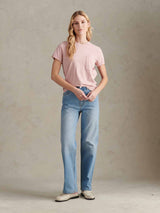 Womens Crew Neck Pocket T-Shirt in Pale Mauve