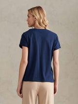 Womens Crew Neck Pocket T-Shirt in Navy Iris