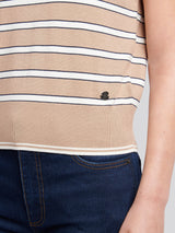 Womens Stripe Short Sleeve Jumper in Natural