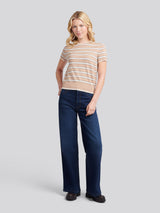 Womens Stripe Short Sleeve Jumper in Natural
