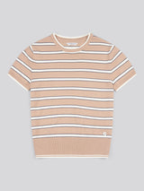 Womens Stripe Short Sleeve Jumper in Natural