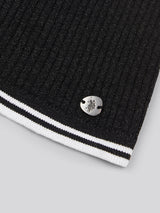 Womens Lurex® Rib Polo Knit in Black