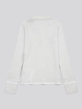 Womens Lurex® Rib Polo Knit in Pearl Grey Marl