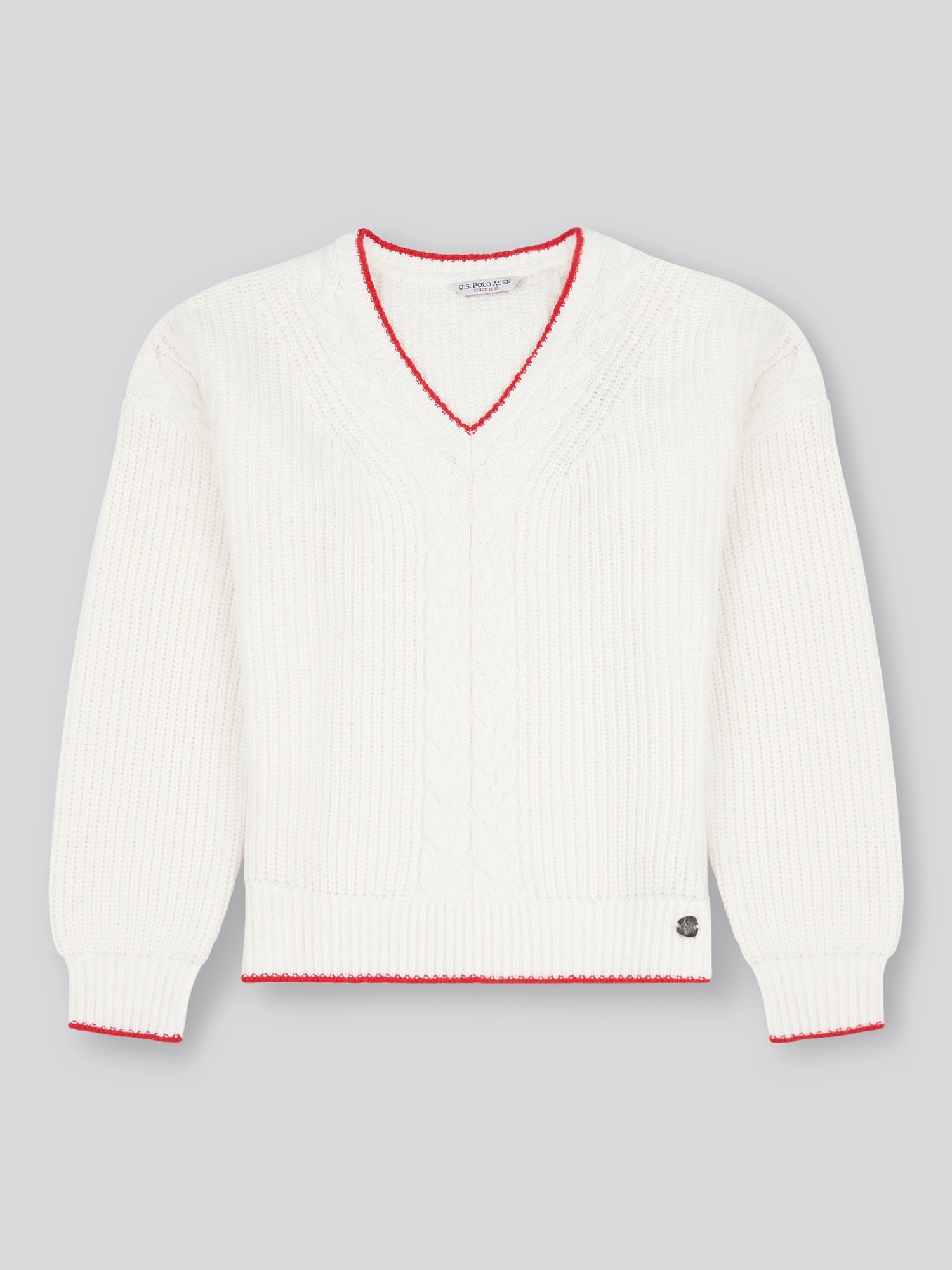 Womens Braid Cable Cricket Jumper in Marshmallow