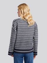 Womens Textured Stripe Jumper in Navy Iris