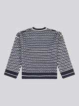 Womens Textured Stripe Jumper in Navy Iris