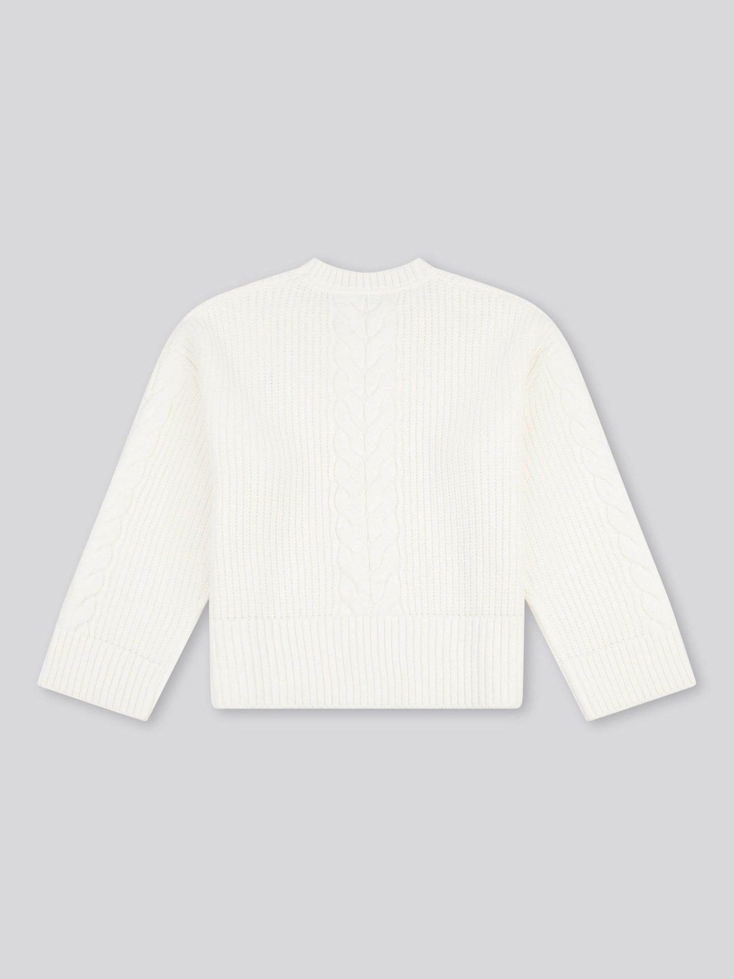 Womens Chunky Central Cable Jumper in Egret