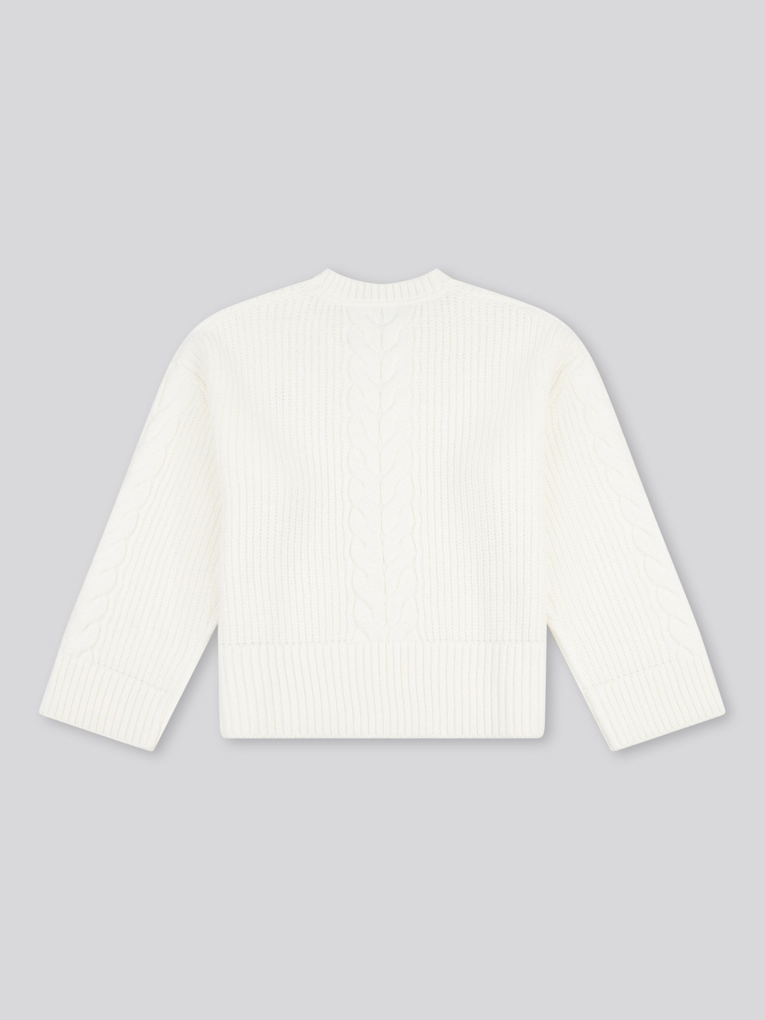 Womens Chunky Central Cable Jumper in Egret