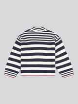 Womens Textured Stripe Mock Neck Jumper in Marshmallow