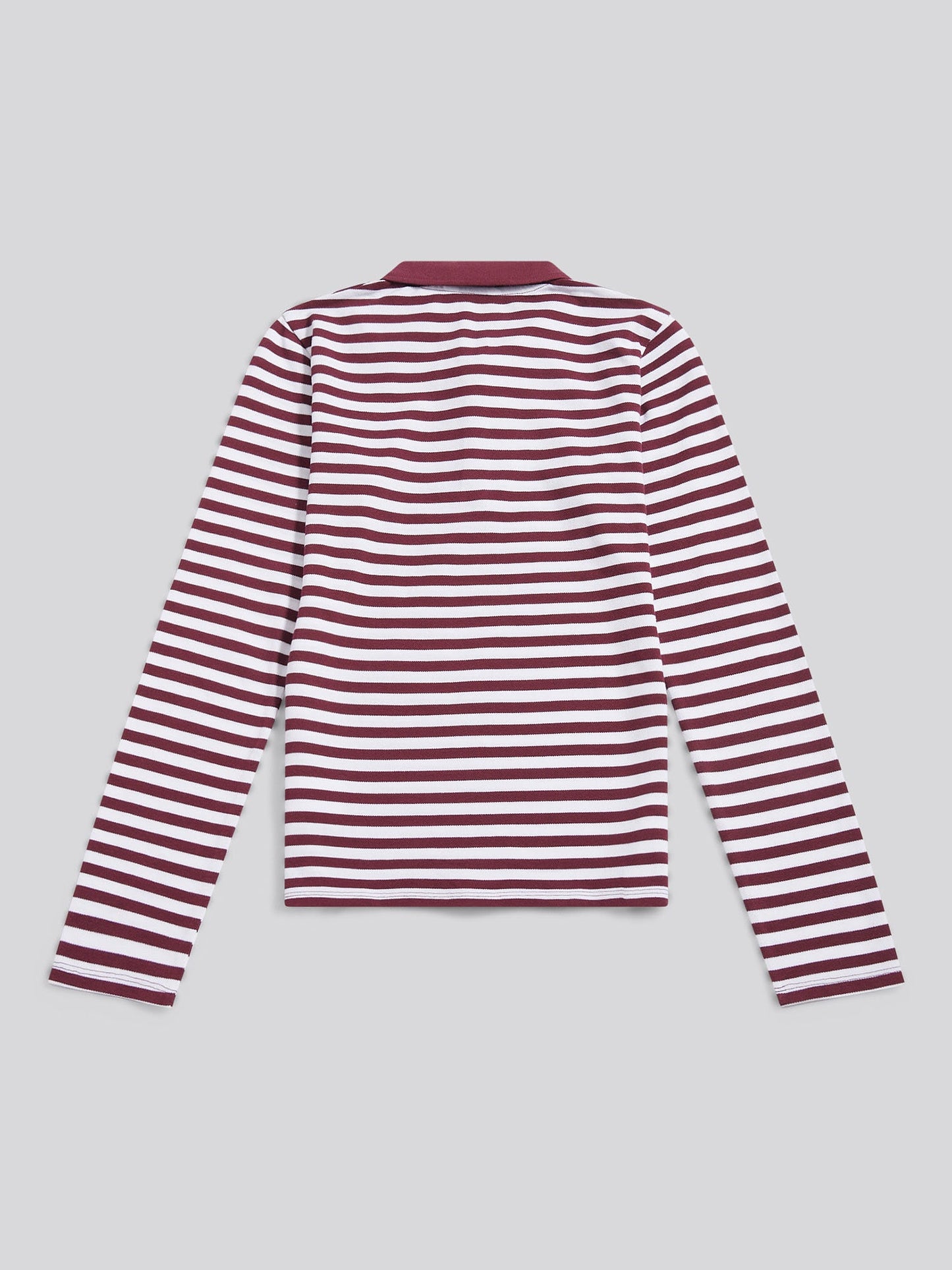 Womens Long Sleeve Stripe Contrast Collar Polo Shirt in Fig