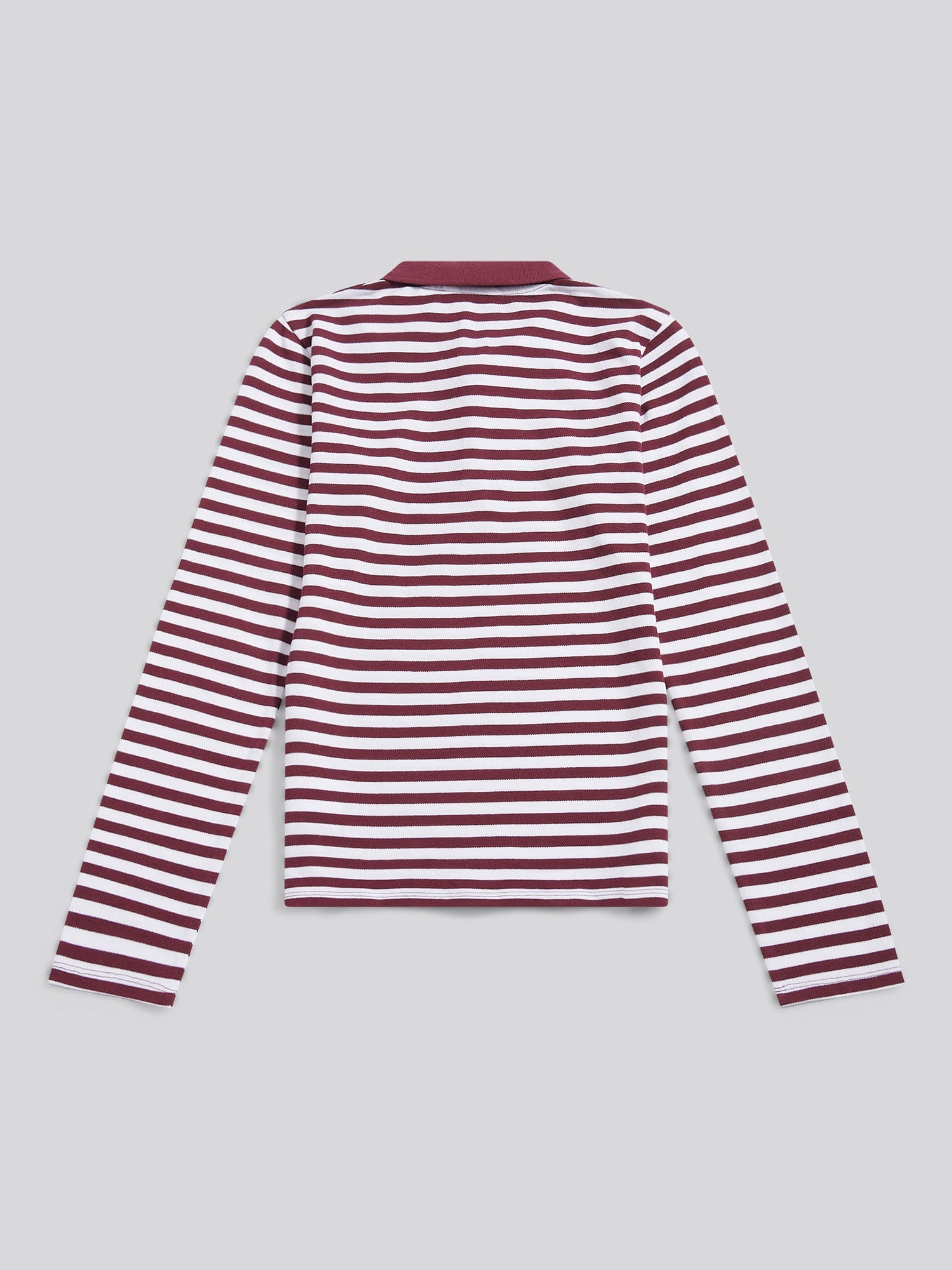 Womens Long Sleeve Stripe Contrast Collar Polo Shirt in Fig
