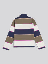Womens Large Stripe Funnel Neck Rugby Shirt in Kalamata Green