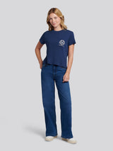 Womens Wreath Graphic T-Shirt in Navy Iris