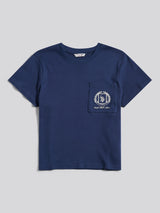 Womens Wreath Graphic T-Shirt in Navy Iris