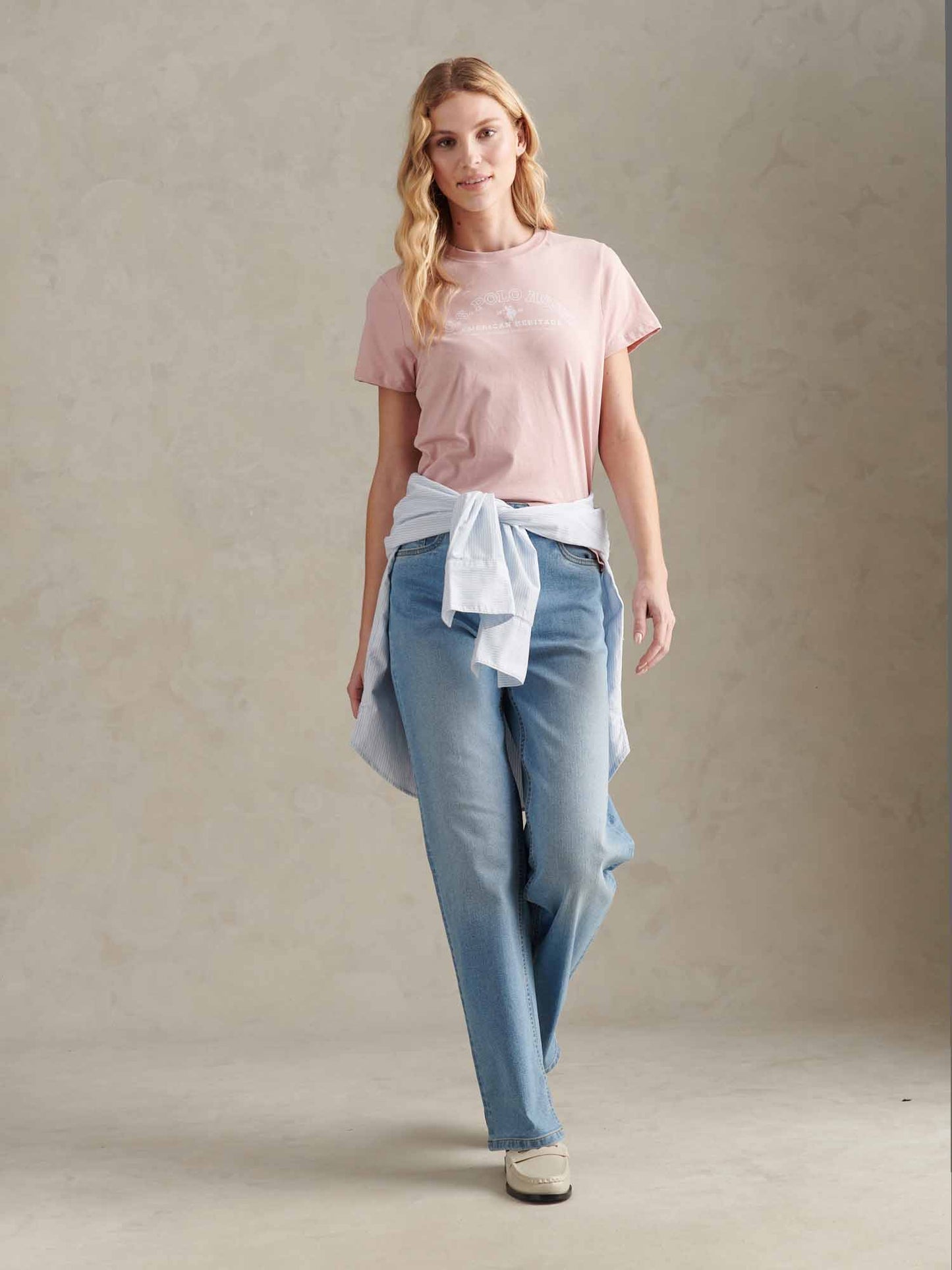 Womens Arc Graphic T-Shirt in Pale Mauve